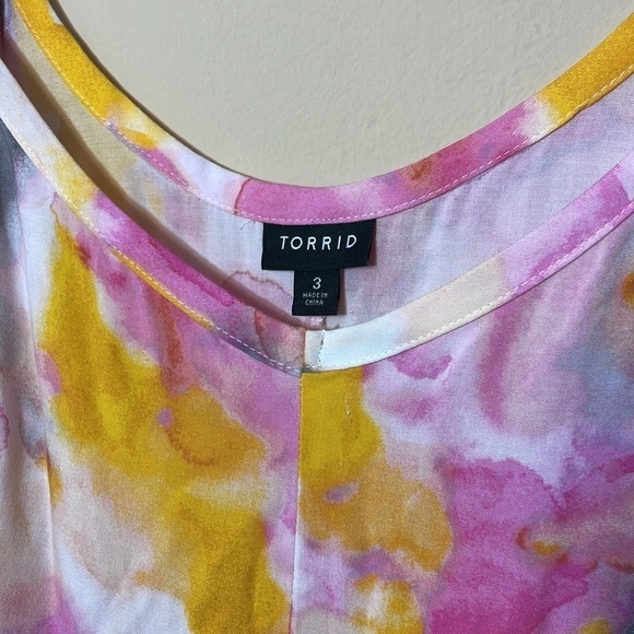 Torrid size 3 MULTI WATERCOLOR TIE-DYE CHALLIS TRAPEZE MAXI DRESS - Picture 12 of 15